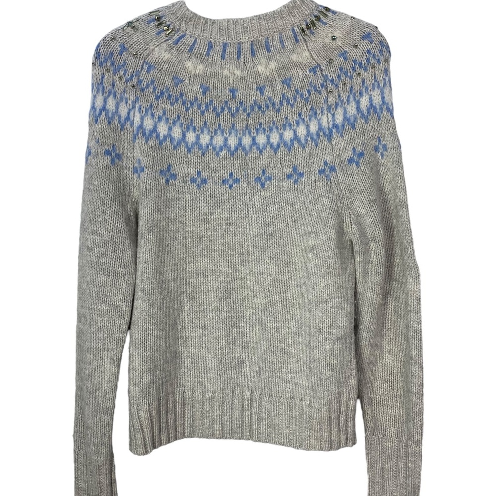 J. Crew Fair Isle Sweater Alpaca Merino Lambs Wool Crewneck Womens Sz XS Cream - Picture 7 of 13